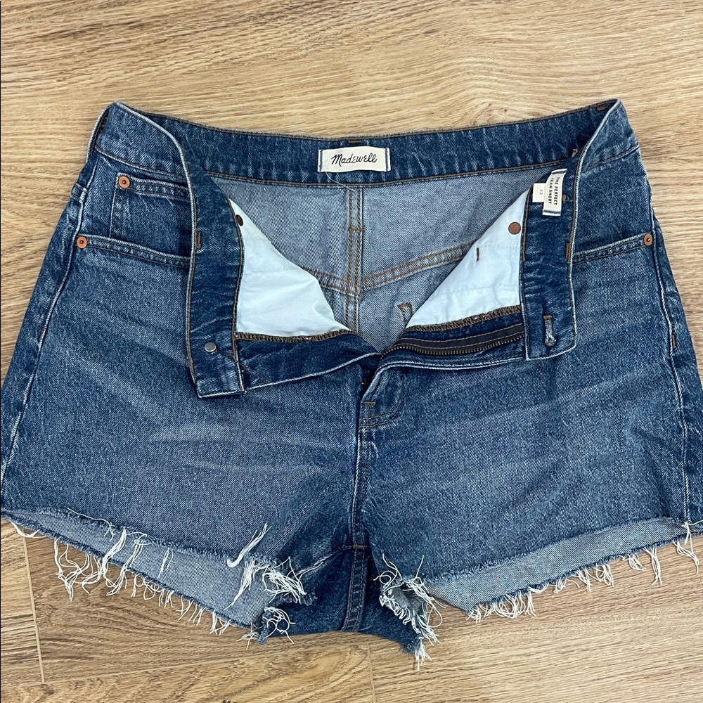 Madewell Distressed Blue Jean Shorts